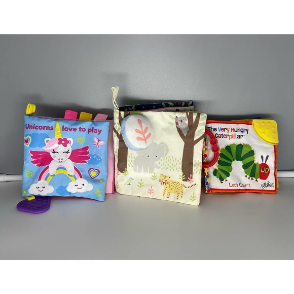 3 EUC Baby Books- Soft, Rattle, Crinkle, Sounds, Touch, Tags - Picture 1 of 10